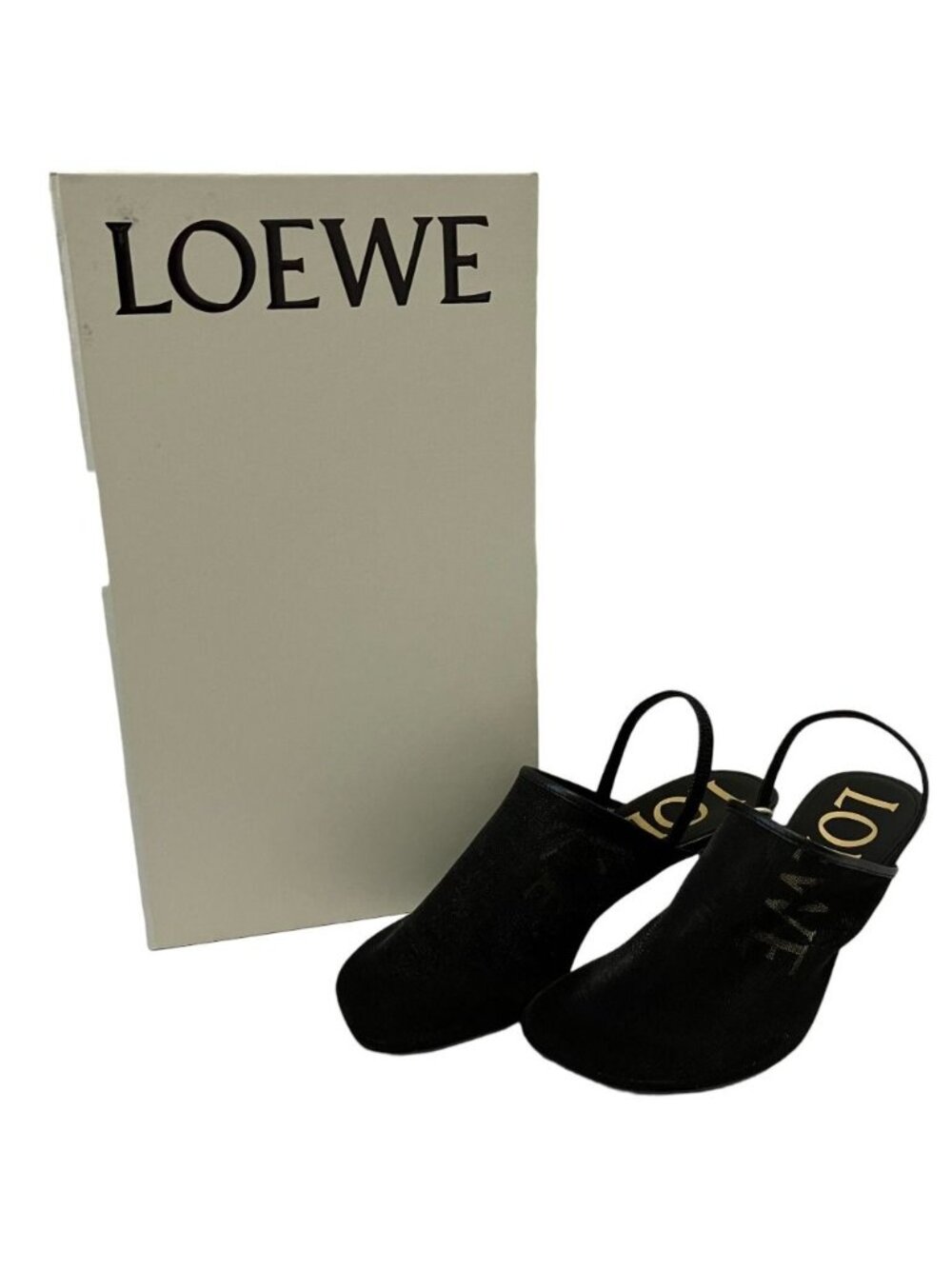 Loewe Petal Mesh Slingback Sandals Black Spring Summer